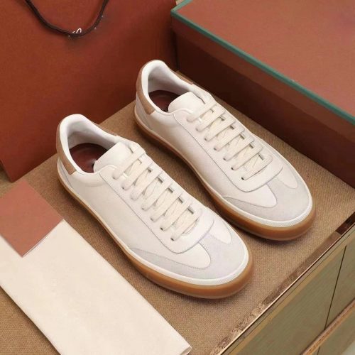Hermès Low Top Sneakers Casual Shoes Beige and Brown