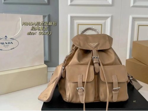Prada Re-Nylon Classic Backpack Beige