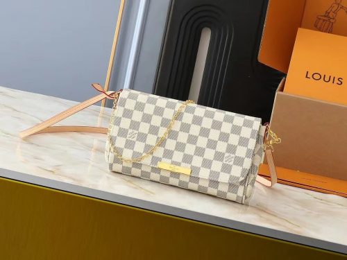Louis Vuitton LV Eva Clutch Damier Azur Canvas Shoulder Bag White and Beige