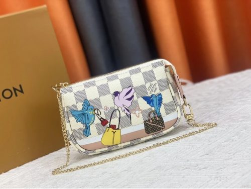 Louis Vuitton LV Mini Pochette Accessoires Bird Print Canvas Shoulder Bag Multicolor