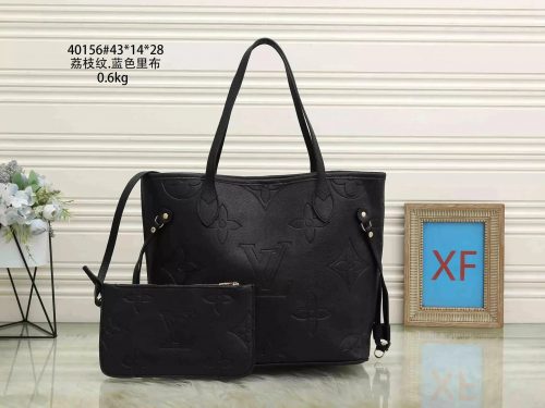 Louis Vuitton LV Neverfull MM Empreinte Embossed Leather Tote Bag Black