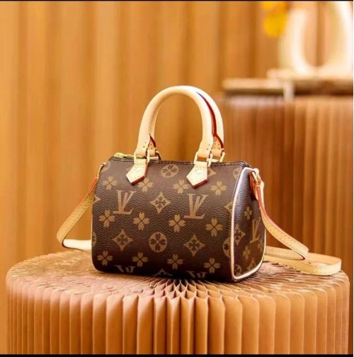 Louis Vuitton LV Nano Speedy Monogram Canvas Crossbody Bag Brown
