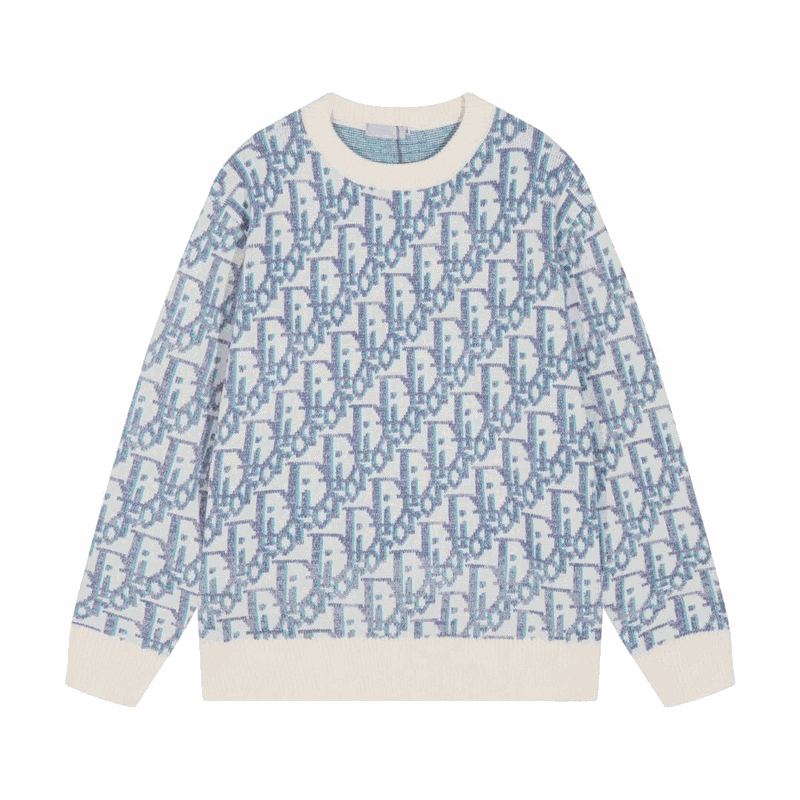Dior Oblique knit sweater blue and white