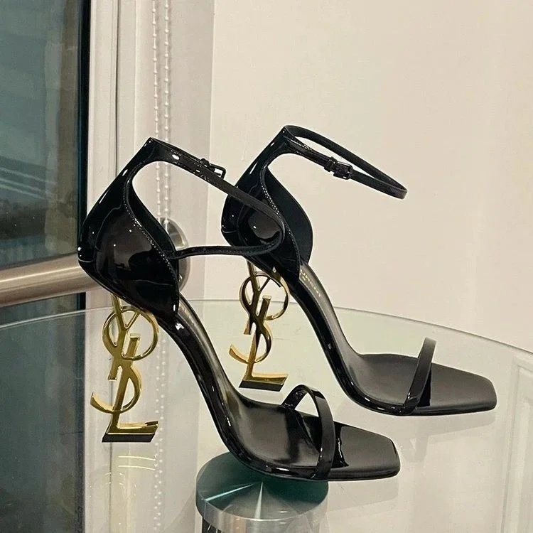 Saint Laurent YSL Opyum Sandals Elegant Heels Black
