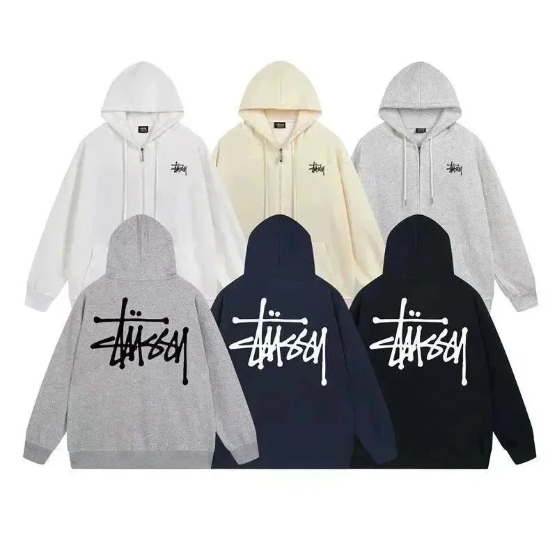 Stussy Classic Logo Zip-Up Hoodie Casual Sweatshirt Multicolor