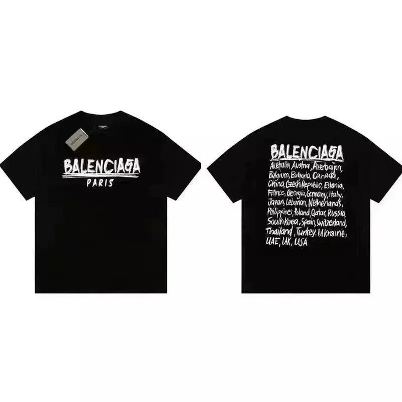Balenciaga Paris Printed Casual T-Shirt Black