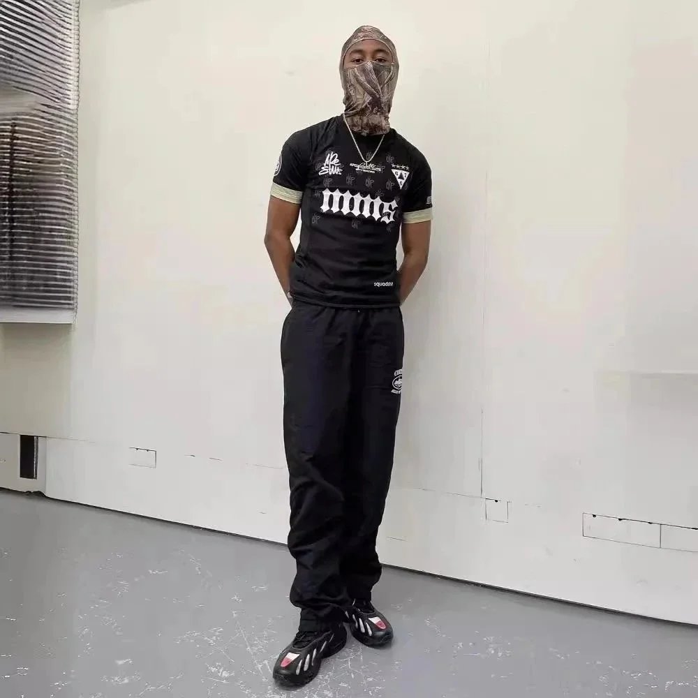 MMSCENE Black Graphic T-Shirt and Pants Set Casual Outfit Black