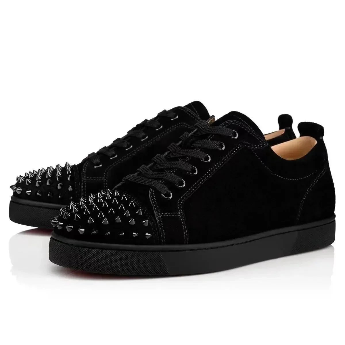 Black suede toe studs