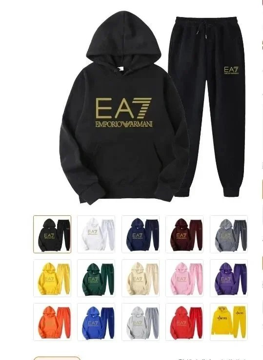 Emporio Armani EA7 Tracksuit Casual Hoodie and Joggers Black