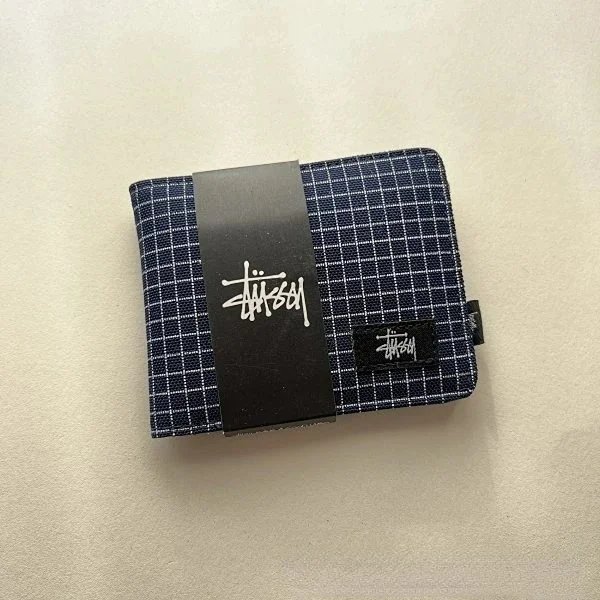 Xitu short wallet, plaid, blue, no box Xitu short wallet, plaid, blue, no box