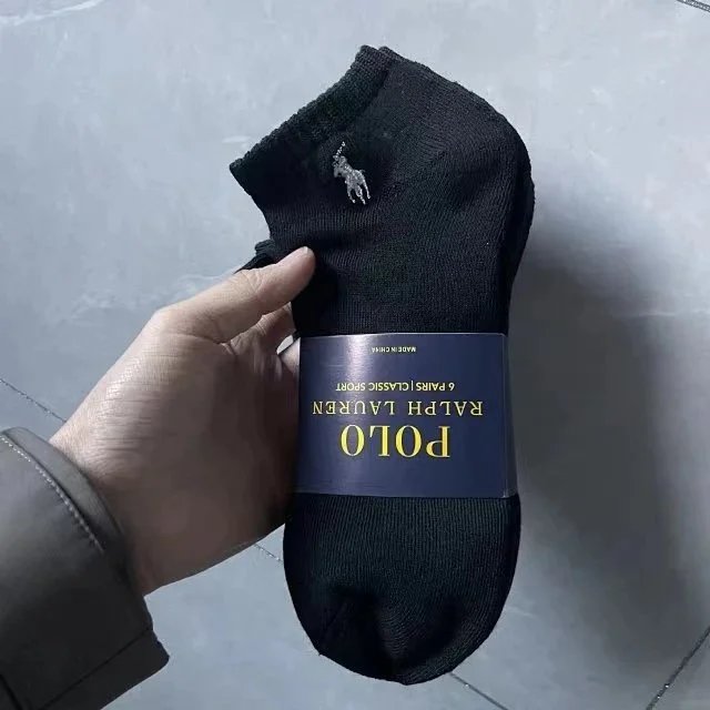 SIX PAIRS 黑色船袜【毛巾底】 SIX PAIRS 黑色船袜【毛巾底】
